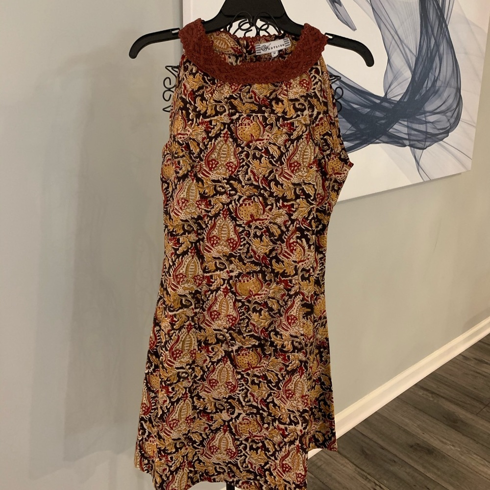 NWT 100% Cotton Lace Halter Sleeveless Dress